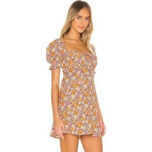 Faithfull The Brand‎ Orange Floral Iris Dress Revolve Summer Boho Prairie Size 4